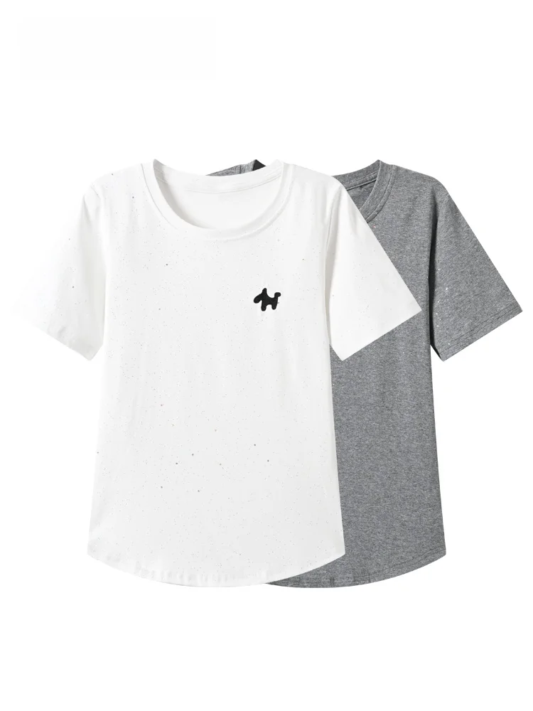 

plus Size Women's Short Sleeve T-Shirt round Neck Casual Style Fashionable Slimming Summer Top for Plump Sister