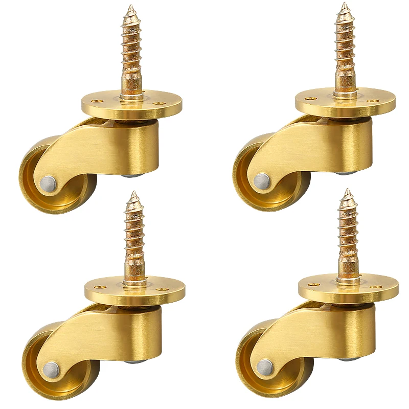 

HOT 4PCS 1'' Solid Brass Casters Table Chair Sofa Cabinet Furniture Castors 360° Swivel Wheels Smoothly Moving Furniture Rollers