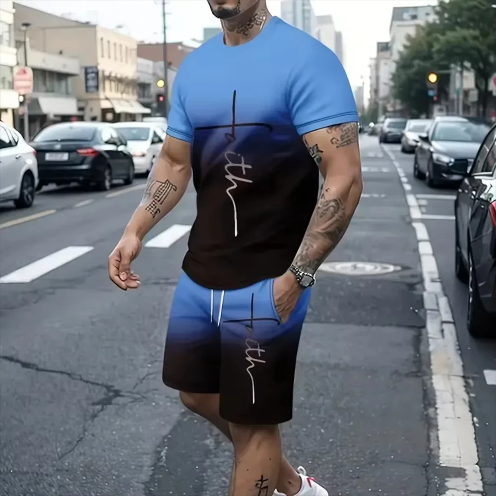 Newest summer Men Clothing 3D Print K Men T-Shirts Shorts Sets Men\'s Fashion Tracksuits Oversized Short Sleeve T Shirt Pants Set