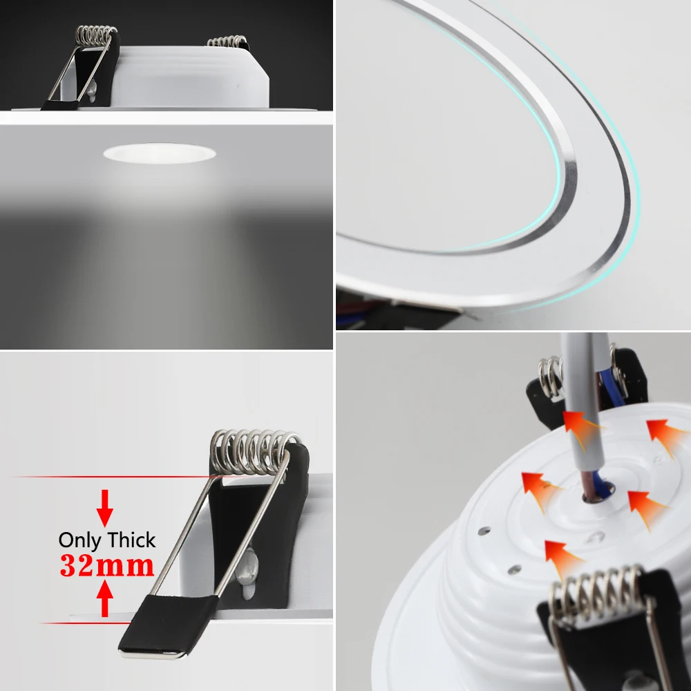 Spot LED Embutido Redondo 7W 9W 12W 15W 18W AC 220V 240V à Prova d'Água Branco Quente Branco Frio para Cozinha