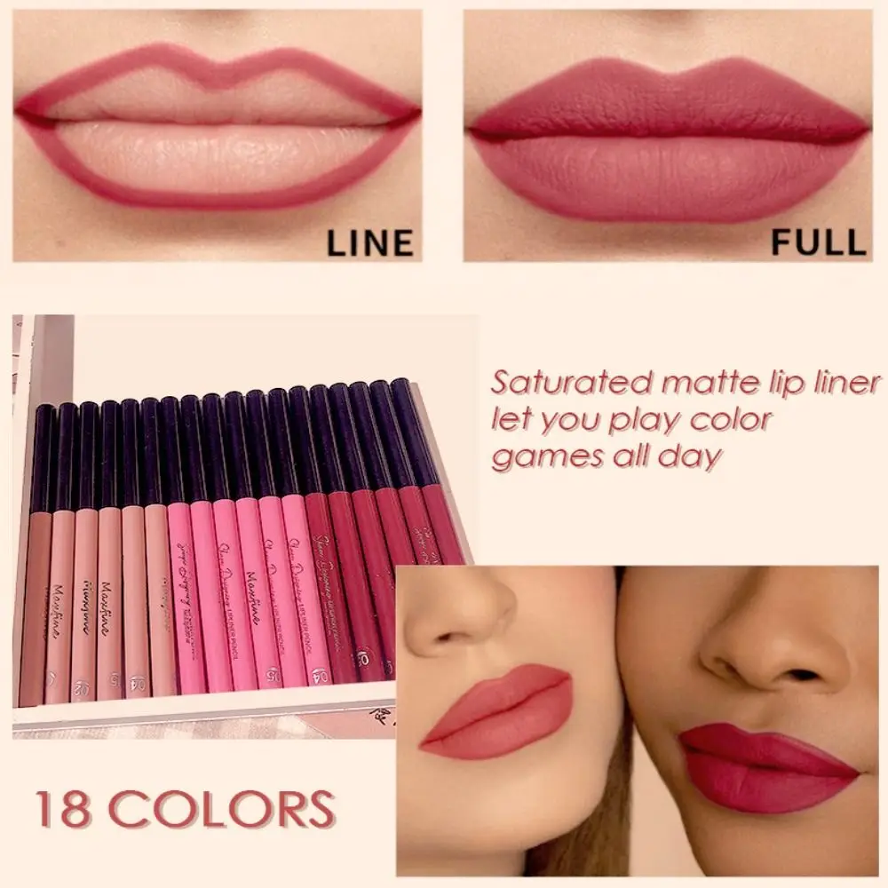 New Waterproof Matte Lipliner Smooth Sweatproof Matte Lipstick Pencils Long Lasting Natural Velvet Lip Liner Pencil