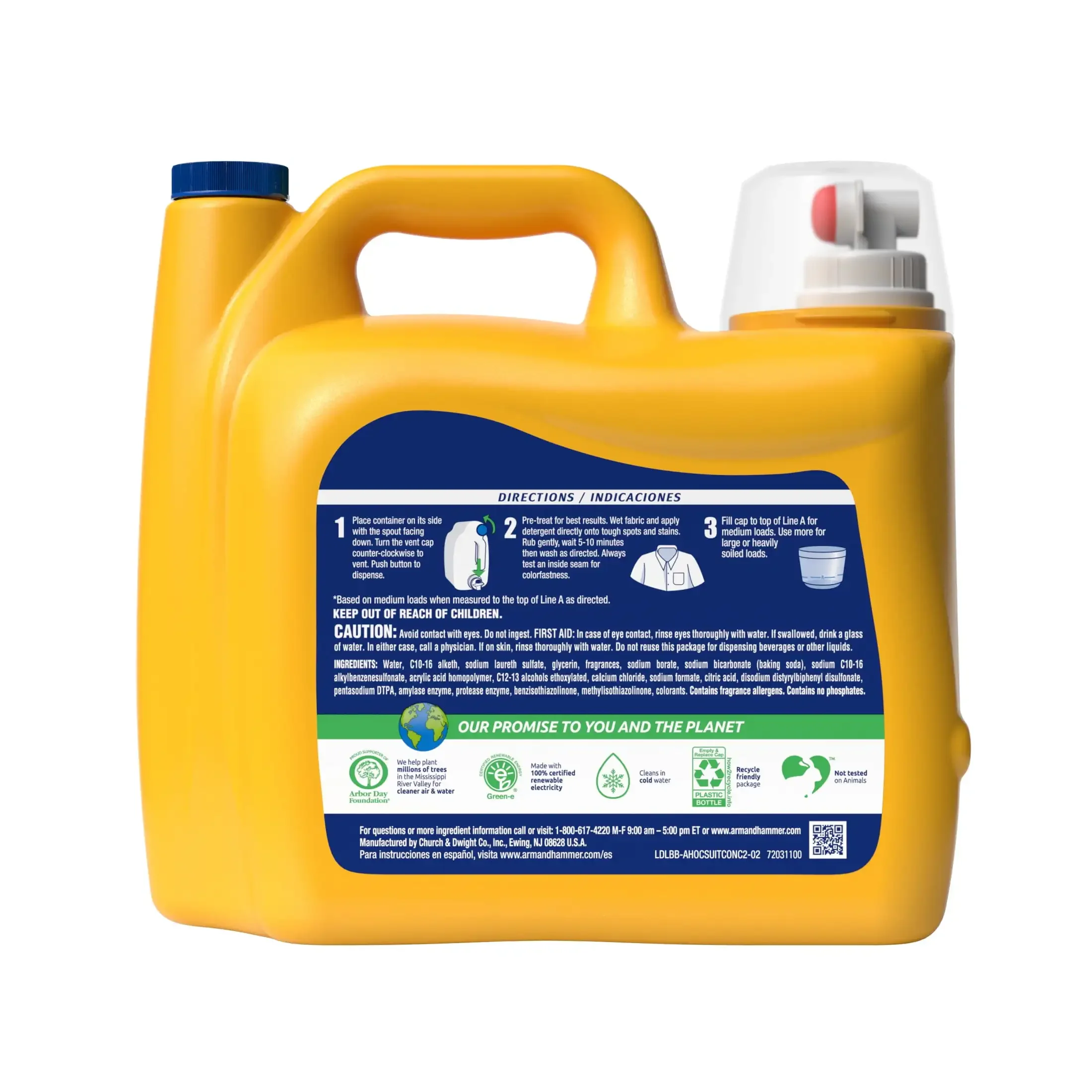 Detergente líquido limpo avançado para roupas com eliminador de oxi e odor, 150 fl oz para 75 cargas, perfume original