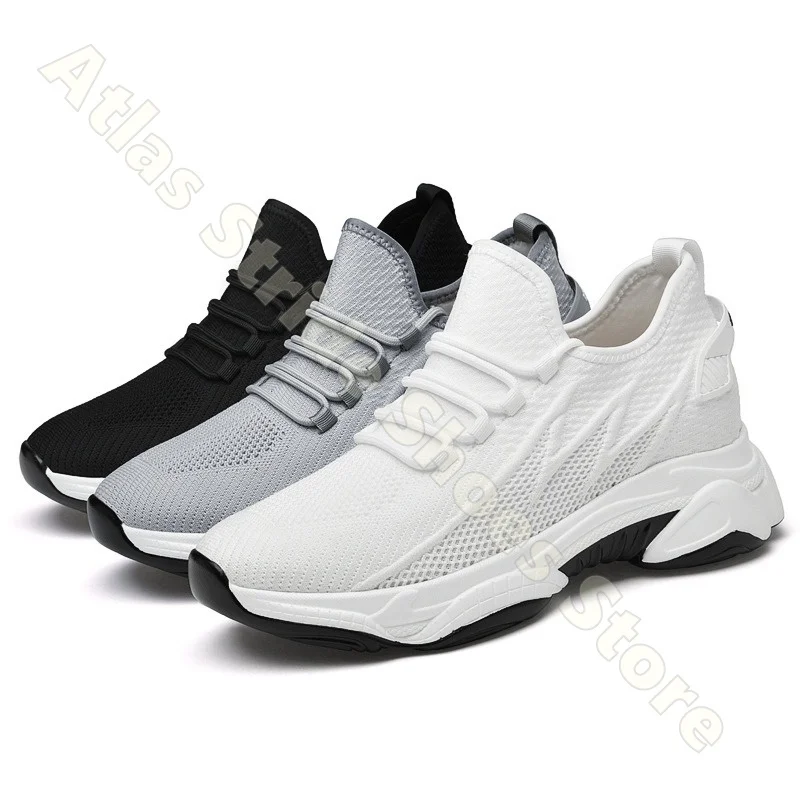 

Unisex White Mesh Breathable Running Shoes Thick Sole Non-slip Comfortable Casual Athletic Walking Sneakers
