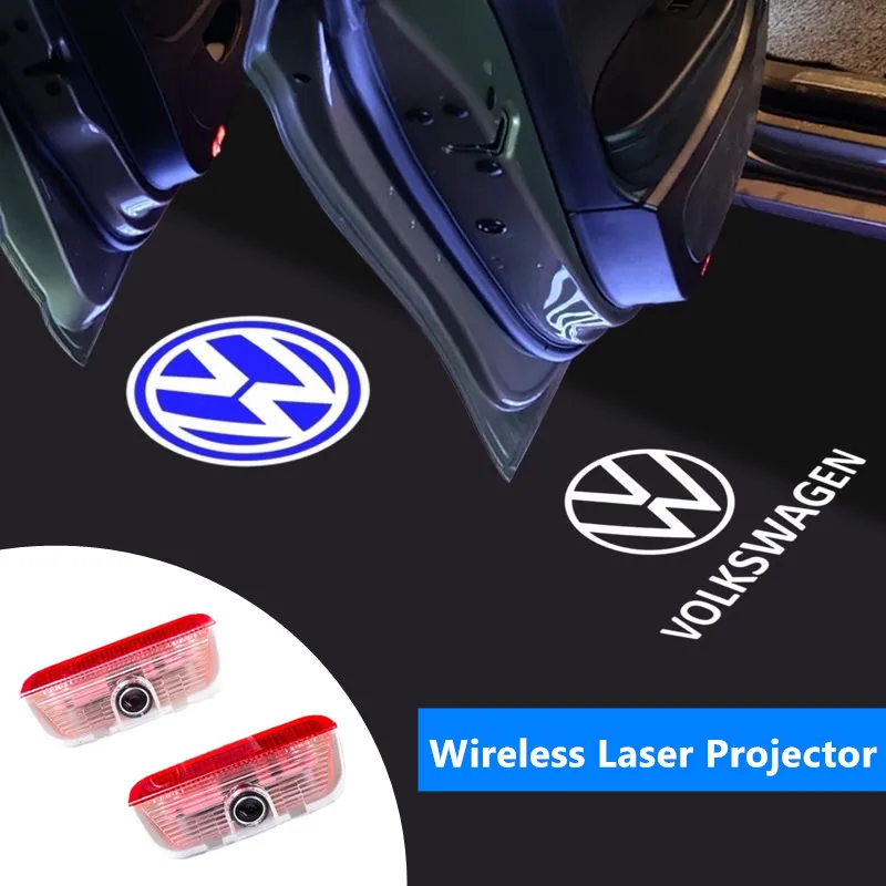 Ventilschaftkappen 2 Stück Auto-Tür-Emblem LED-Licht Willkommenslampe Drahtloser Laserprojektor für Volkswagen GOLF 5 Polo Golf 6 Golf 7 A