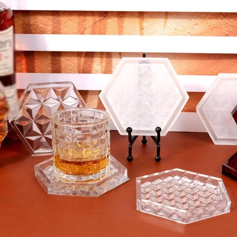 R3MC Diy Crystal Epoxy Plate Mold Gemeotric Hexagon Storage Tray Decoration Silicone Mold