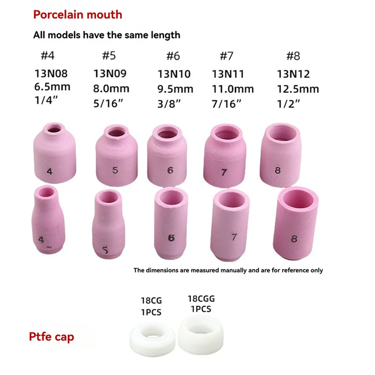 BAAQ 68 個 TIG 溶接トーチアクセサリーキットノズルコレットボディスタブスタビーガスレンズガラスカップキット -17/18/26 用