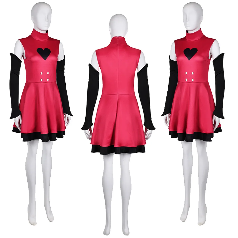 Charlie Cosplay Red Combat Dress  Cartoon Hell Inn Costume Women Roleplay Skirts Sleeve Female Role Halloween Fantasia Suits