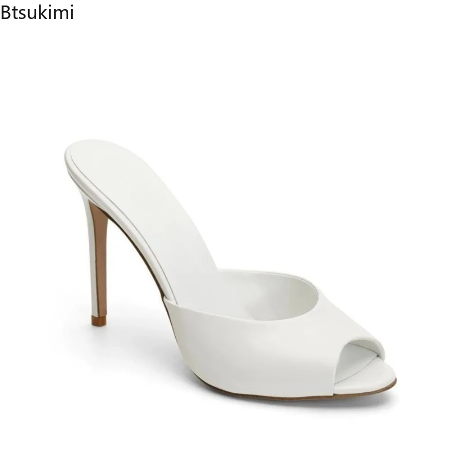 New 2025 Summer Women's High Heeled Sandals Sexy Peep Toe Pointed Toe Thin Heels Shoes Outdoor Designer Ladies Party Slippers