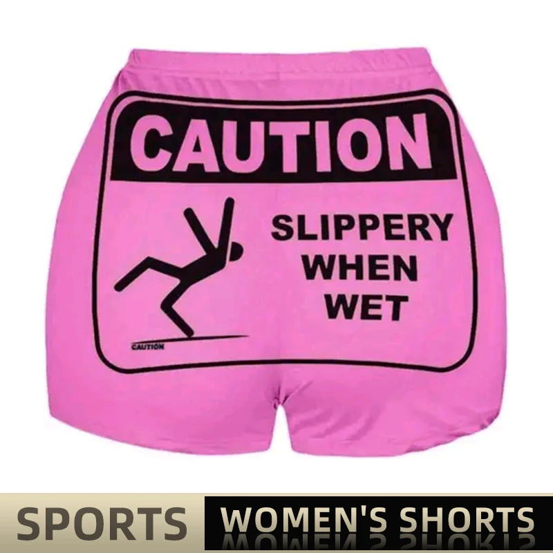 Women Shorts Sleep Bottoms Pajamas Boxers Pink S M L Painted Design Fun Letter Printing Casual Sports Fitness Sleep