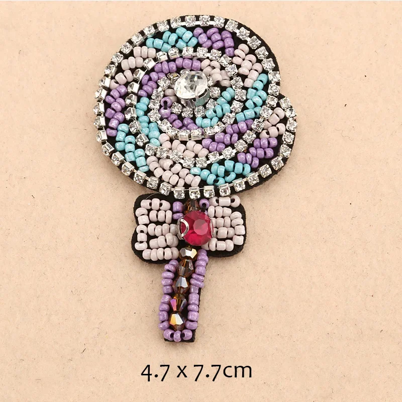 Hot Rhinestone Cherry Strawberry Pineapple Fruit Handwork Bead Embroidered Patches for Clothing Sew on Clothes Appliques Badge