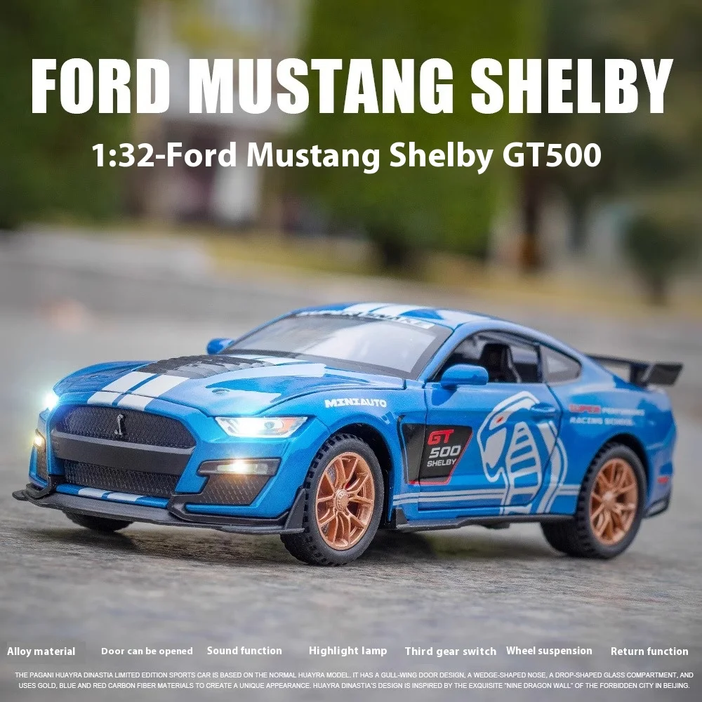 1:32 Ford Mustang Viper GT500 Alloy Sports Car Diecast Model Sound Light Toy Children Birthday Toy Gift Trendy Display Ornament