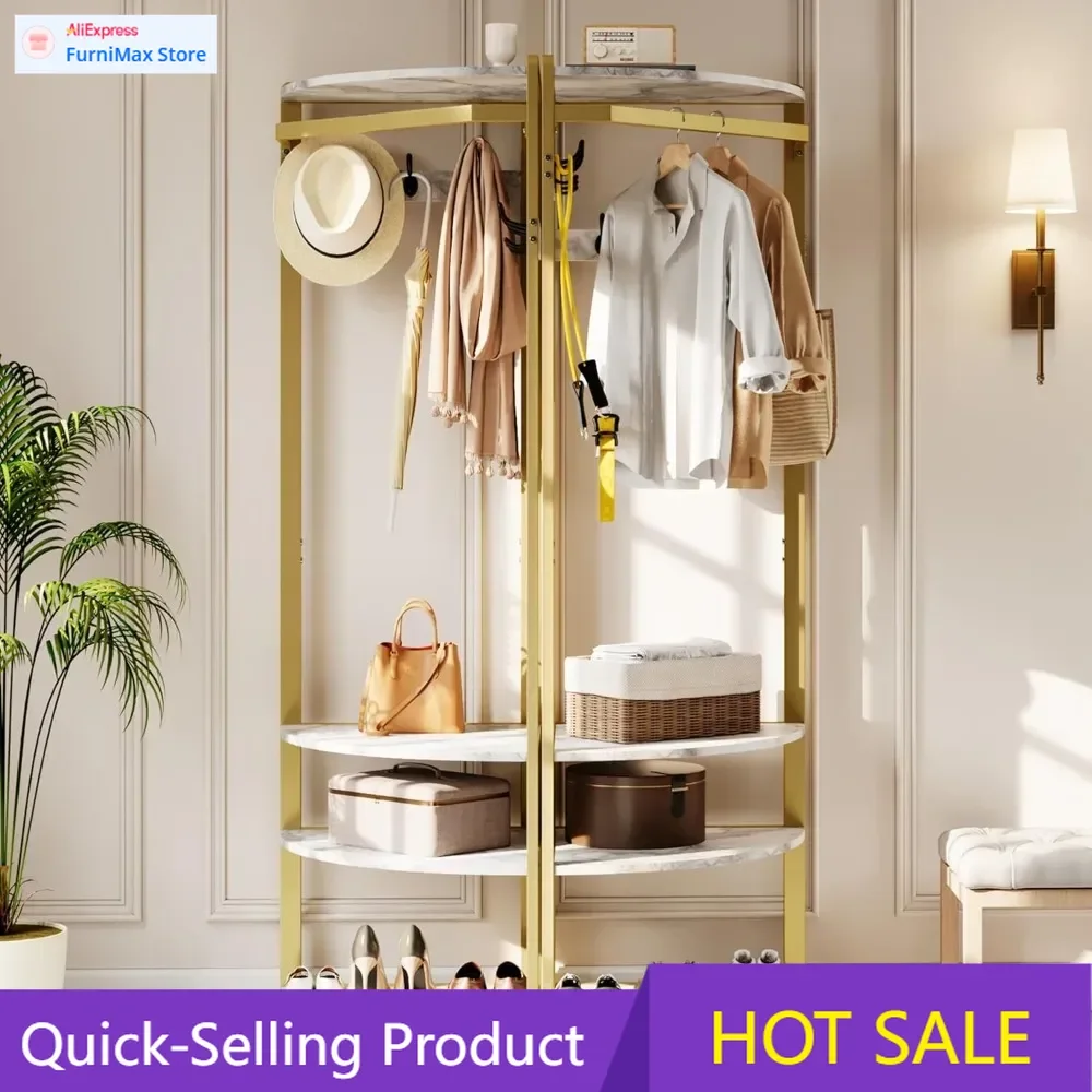 

Ограниченная по времени акция: Угловая вешалка для одежды с банкеткой для обуви, 6 двойных крючков, для прихожей, коридора, гардеробной.