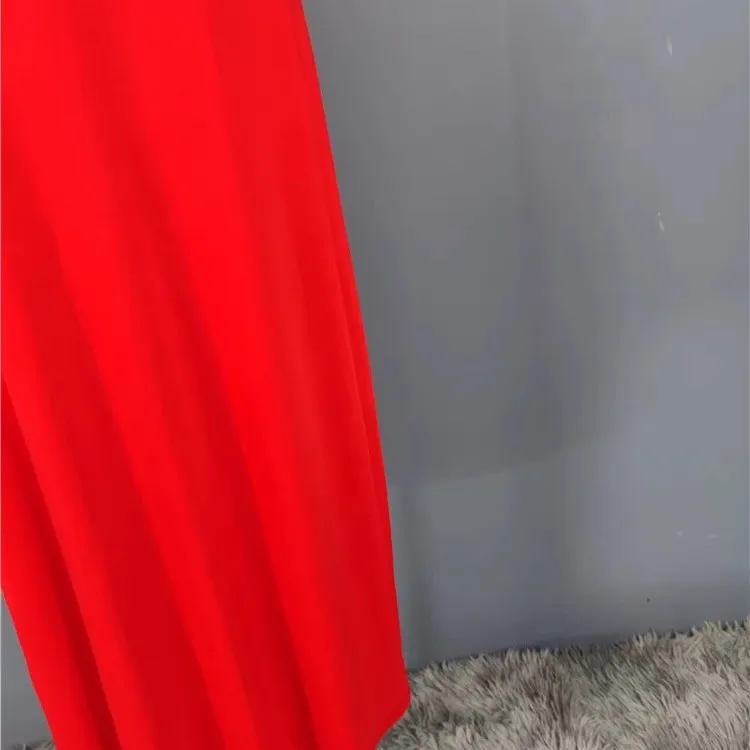 Rojo V-ne Maxi Dr Falda elástica adelgazante Nudo de cintura alta Bal Falda grande elástica alta Faionable Dr