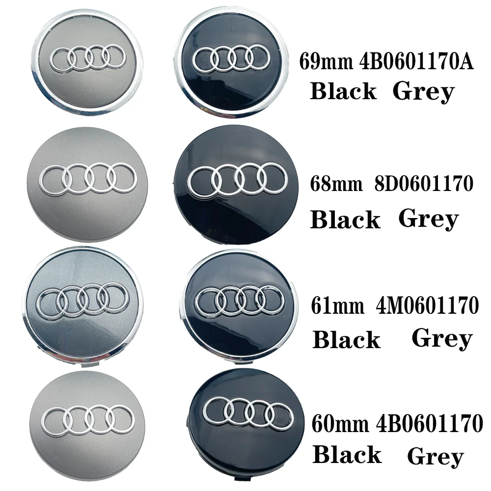 4pcs 60mm 61mm 68mm 69mm For QUATTRO Audi A3 A4 A5 A6 A7 A8 S4 S6 Accessories Car Styling Wheel Center Cap Hub Covers Badge