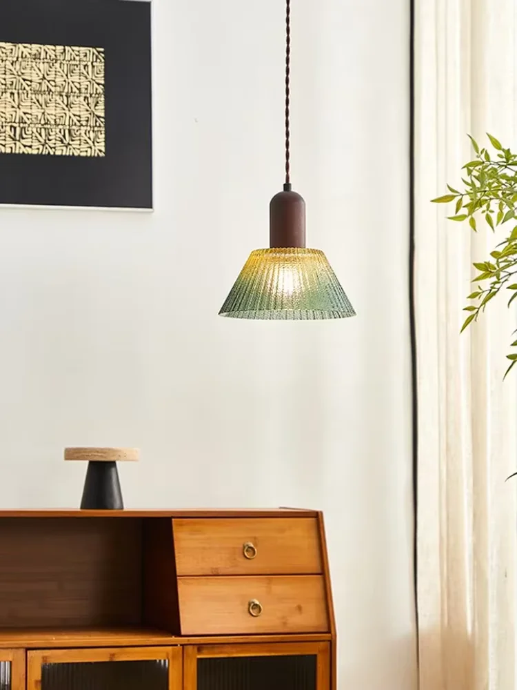 Bild 4: E27LED Nordische Retro-Hängeleuchte aus Holz und Glas, Vintage Moderne Hängelampe für Esszimmer, Schlafzimmer, Bar-Dekoration