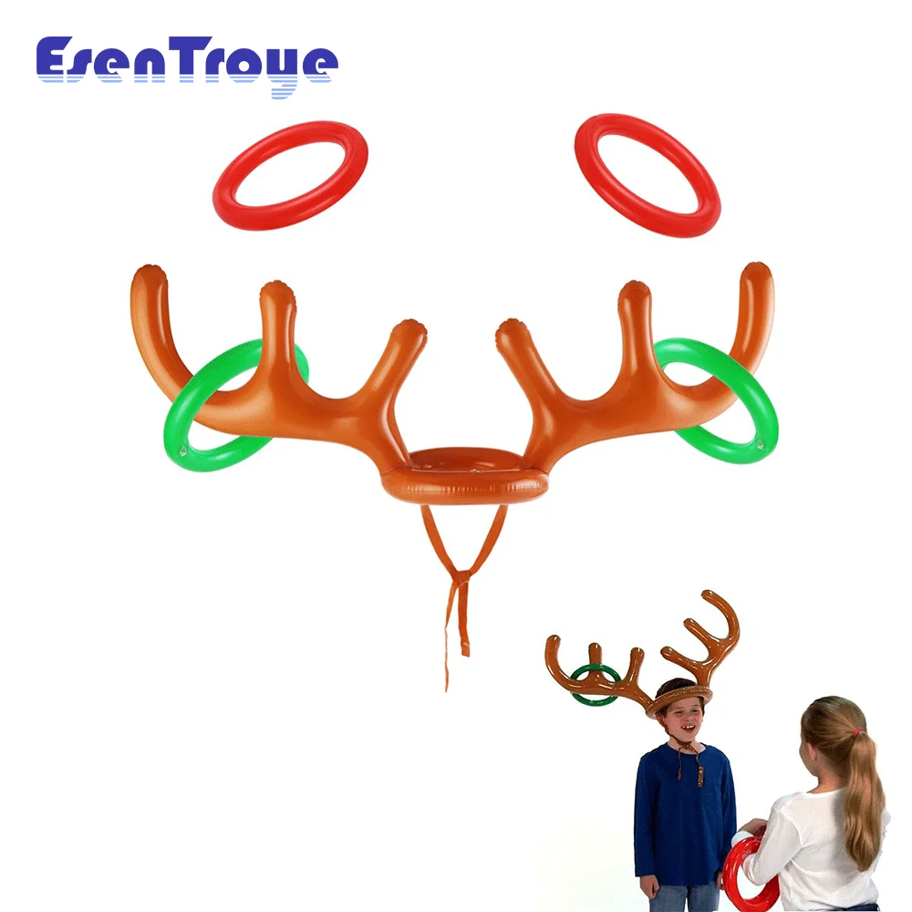 1 Set of Christmas Games Inflatable Reindeer Antlers Throwing Ferrule Christmas Gifts for Kids New Year Christmas Party Outdoor