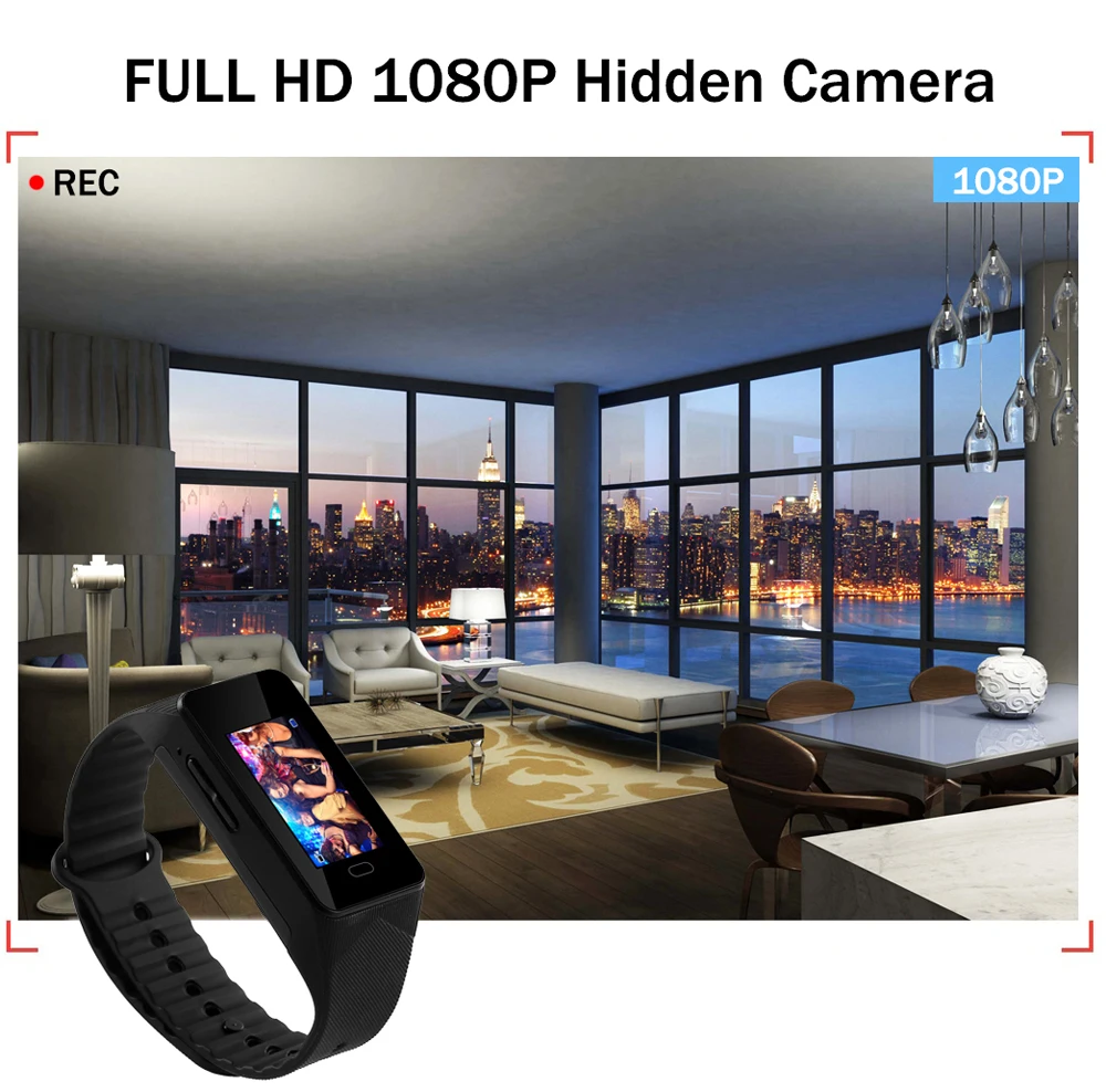 كاميرا عالية الدقة يمكن ارتداؤها، تسجيل فيديو صغير محمول، كاميرا رياضية، سوار ذكي للجسم DV مع شاشة عرض ملونة، تشغيل