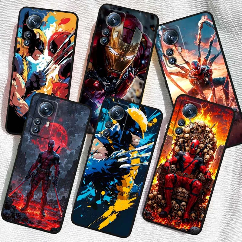 

Iron Man Deadpool Wolverine Phone Case For Xiaomi Mi 15 14 13 13T 12 12T 12S 11 11i 11T Pro Ultra Lite 5G Black Soft Cover