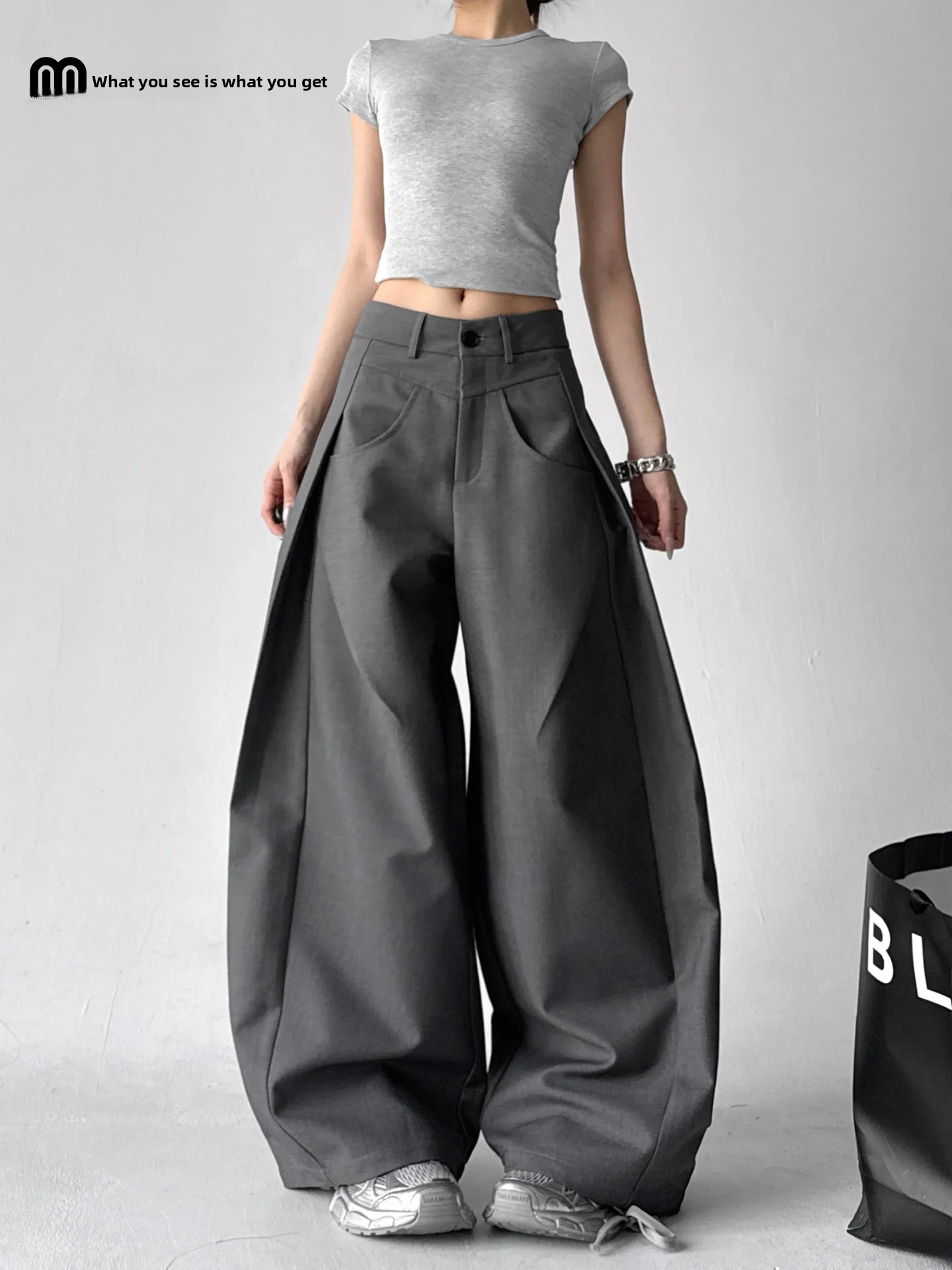 

High Waist Wide Leg Pants Women's Spring 2026 Loose Drapey Casual Trousers Versatile Floor-Length Knife Pants