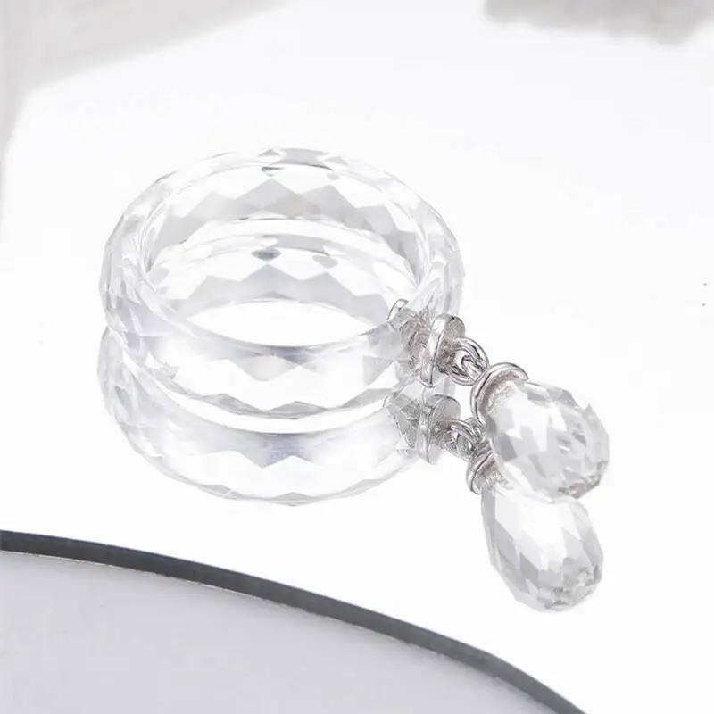 Clear Natural White Crystal 925 Silver Water Drop Simple Circle Rings For Women Romantic Minimalism Chic Shiny Ring New Gift