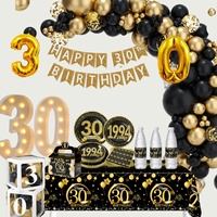 Gold Black 30 Birthday Party Balloon Decoration Happy 30th Birthday Party Supplies 30 Years Old Birthday Tableware Decor