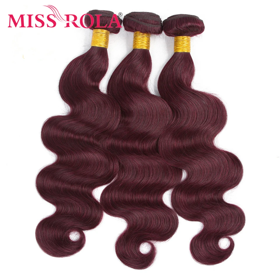 Miss Rola Peruvian Body Wave เส้นผมมนุษย์ทอ1/3/4ชุด27 # สีบลอนด์99J BUG Ombre Remy ที่ยืดผมคู่ wefts