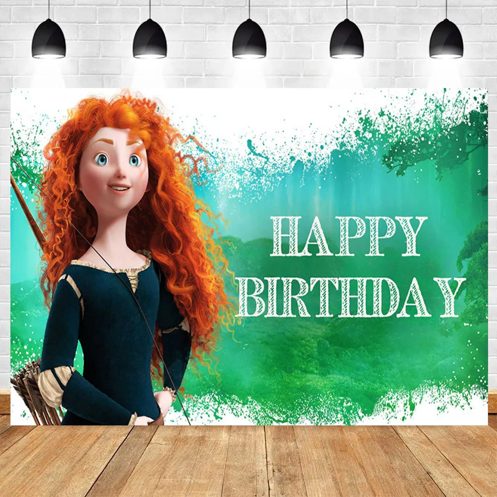 Brave Princess Merida Theme Customized Boy Girl Birthday Party Background Photography Baby Shower Cartoon Character Banner Prop