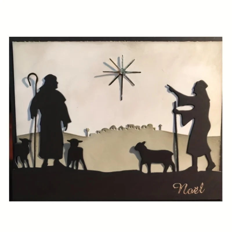Christmas Nativity Scene Metal Cutting Dies Shepherd Sheep Star Border Die Cuts for Xmas Card Making Scrapbooking Paper Craft