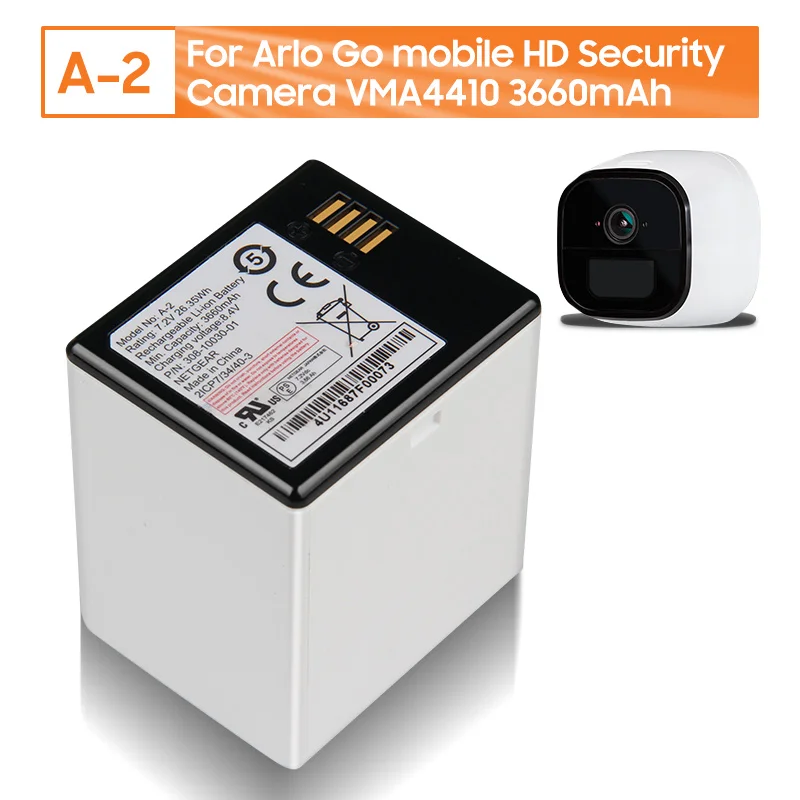 

Replacement Battery A-2 For Arlo Go mobile HD Security Camera VMA4410 Camera Rechargable Battery 3660mAh