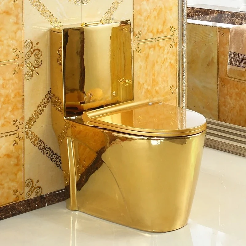 Household European-style edge gold-plated super vortex 8.0 large diameter toilet, water-saving toilet
