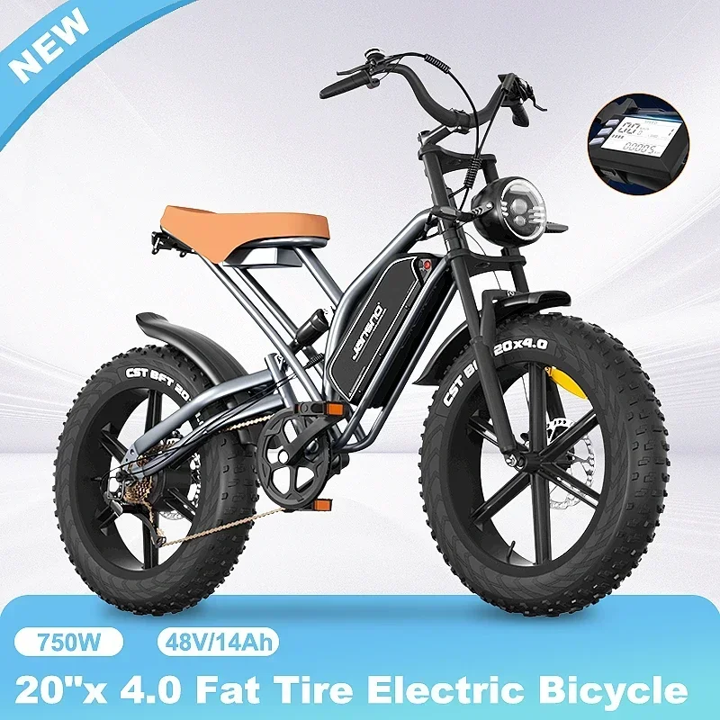 NEW JANSNO X50 750W 48V14Ah Moped Style Electric Bike Fat Tire 20