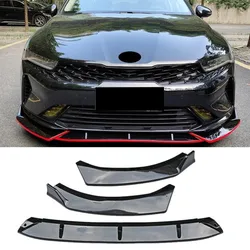 3PCS Glossy Look Front Bumper Spoiler Trim Lip Front Bumper Lip Carbon Fiber Look For KIA K5 2020-2025