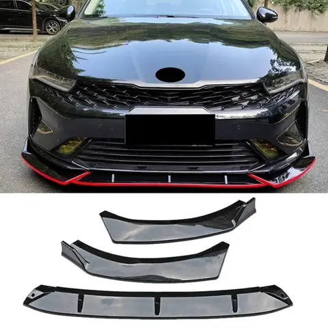 기아 K5 2020-2021 용 광택 외관 프론트 범퍼 스포일러 트림 립, 탄소 섬유 모양, 3 개