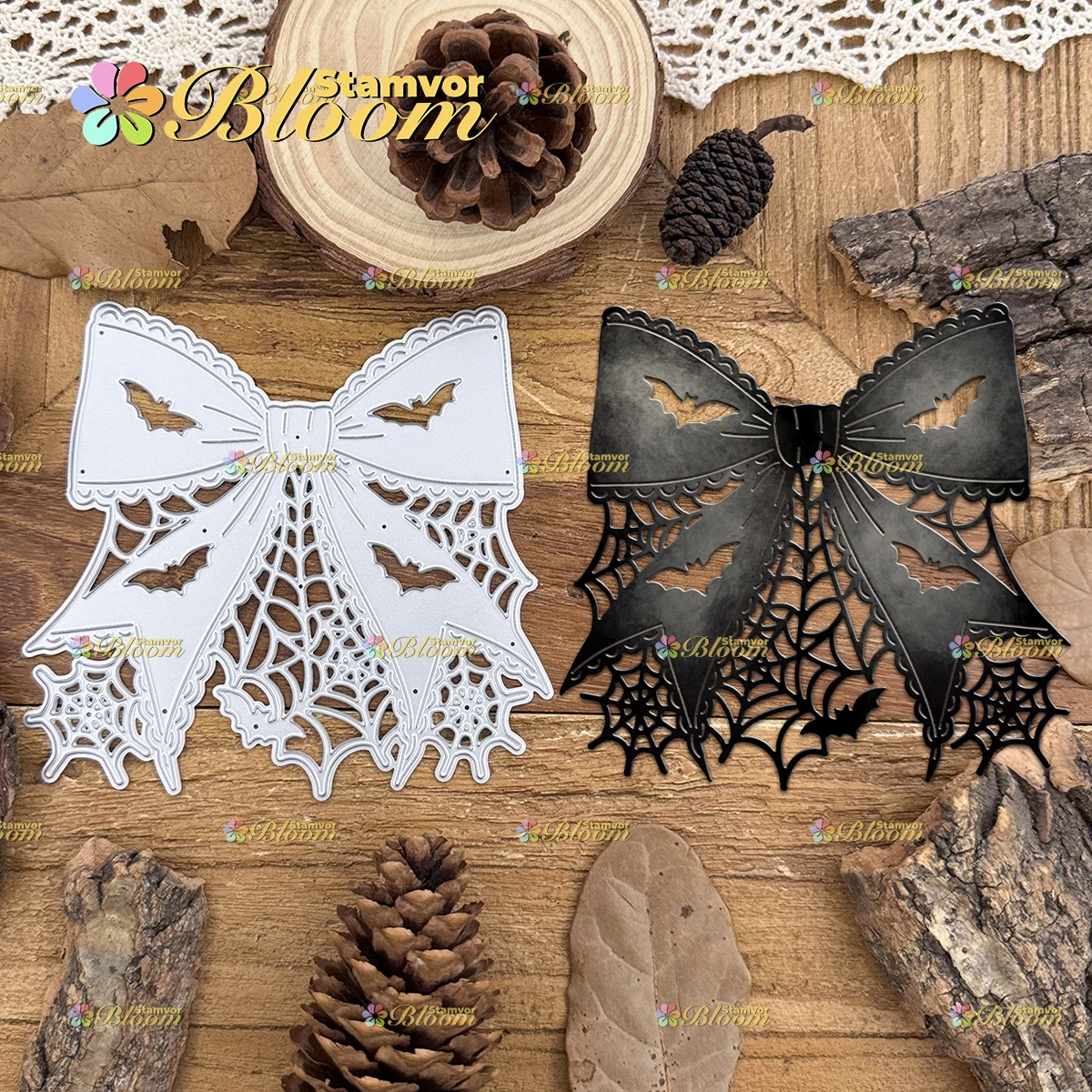 Original Retro Halloween Gothic Spitze Spinnennetze Schleifen Metall-Stanzformen Scrapbooking Dekorative Prägung