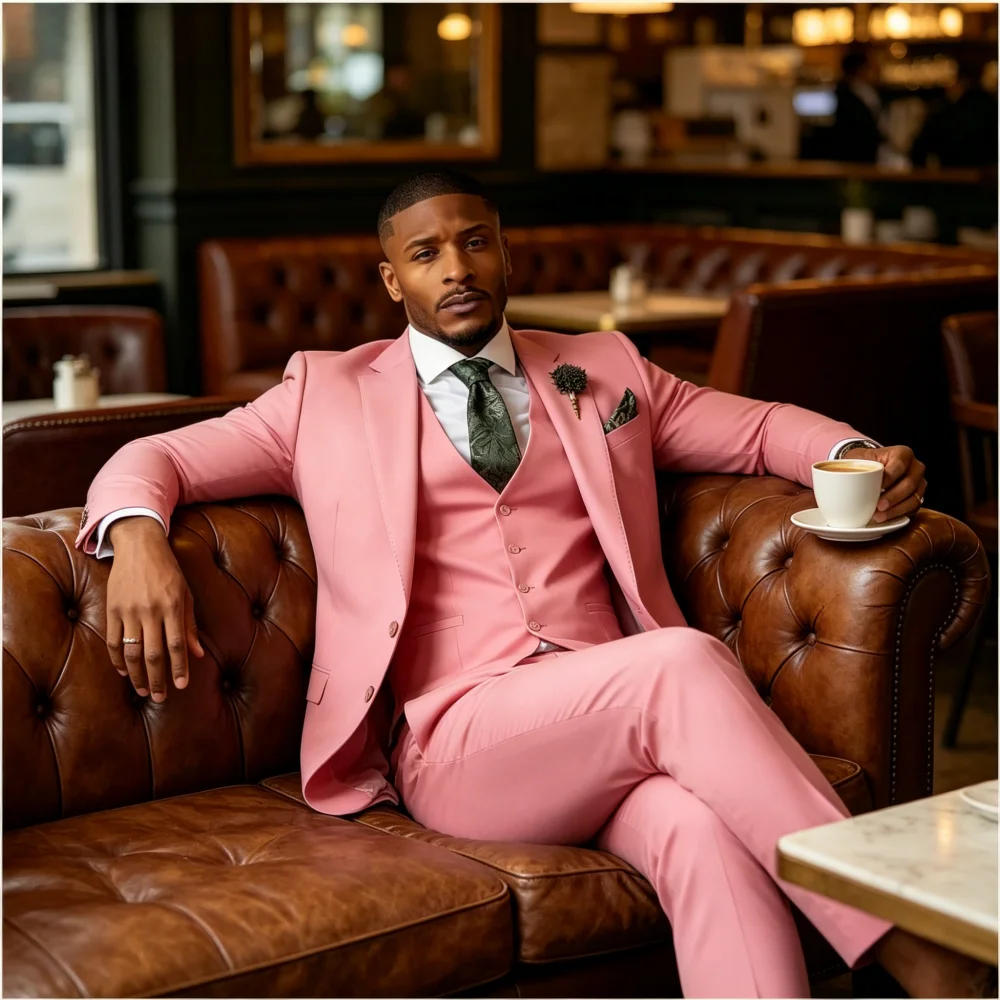 

Зеленый изумрудный мужской смокинг из 3 предметов: элегантный пиджак с вырезанными лацканами + жилет + брюки. Костюм для свадьбы и торжественных мероприятий.