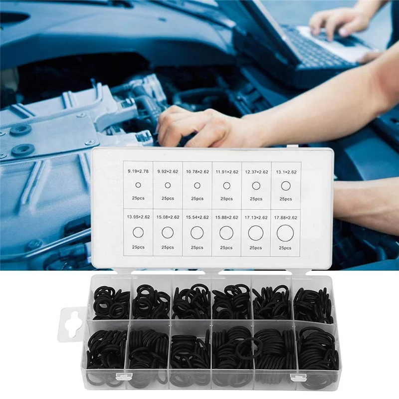 300PCS O-Ring NBR O-Ring Sealing Ring Gasket Washer Kit for Plumbers Garages Pumps O-Ring Classification Kit