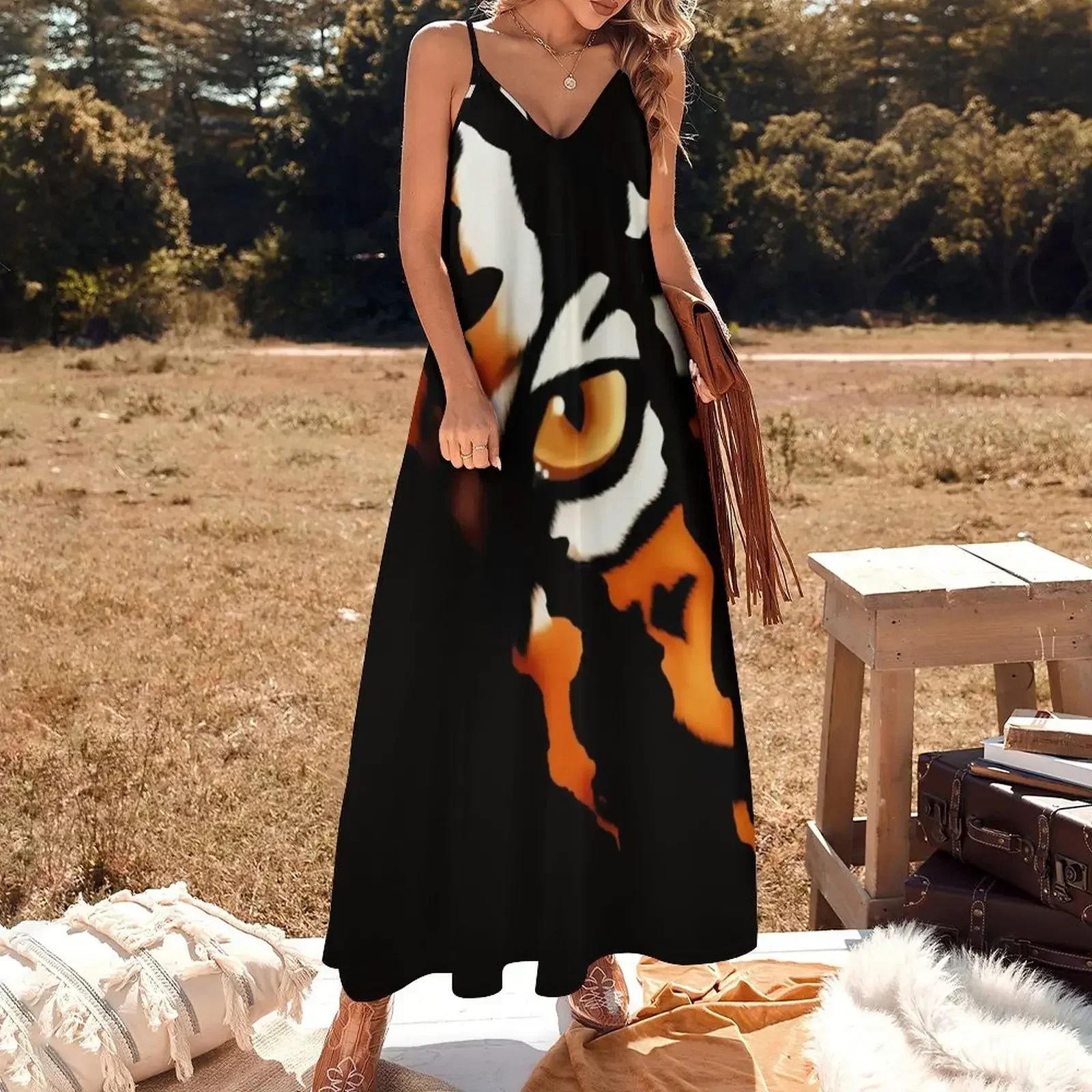 Fearless Tiger Cat Eye Claw Silhouette Sleeveless Dress Woman dresses dress summer 2025 women Female dress