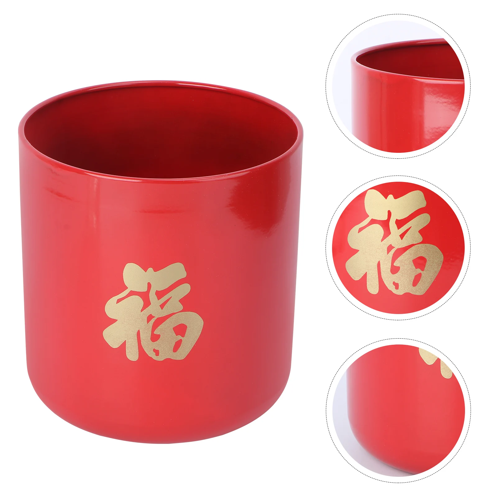 

Red Lucky Bucket Unique Flower Iron Holder Container Arrangement Chinese Style New Year Adornment
