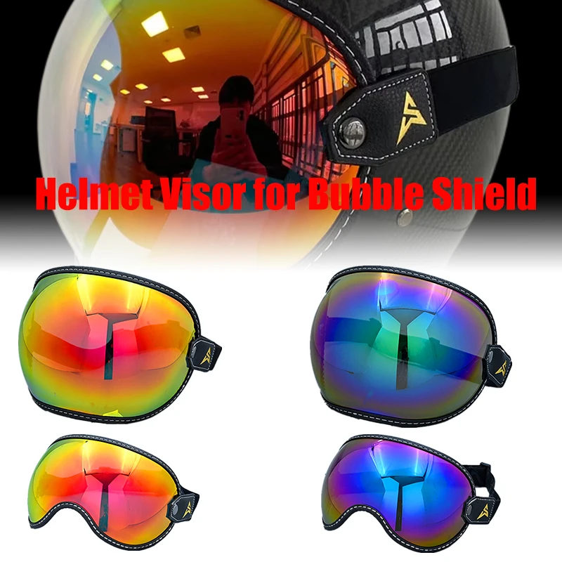 Casco Universal para motocicleta, visera de escudo de burbujas, lentes de sol, accesorios para gafas, se adaptan a todos los cascos de cara abierta Retro Vintage