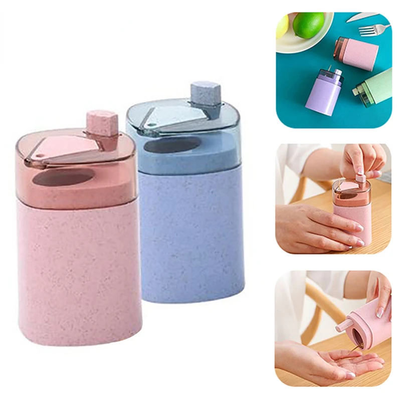 

Automatic Toothpick Box Wheat Straw Toothpick Holder Container Portable - Toothpick Dispenser Box Organizer
