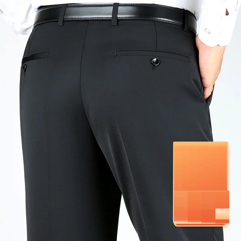 

Flat Formal Trousers for Men Spring Summer Straight High Waist Suit Pants Black Men's Classic Trousers 2023 New