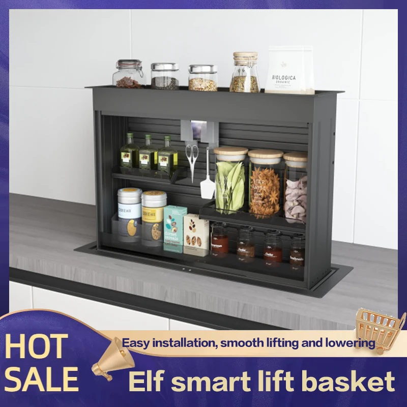 

Intelligent Electric Lifting Pull Basket Wine Cabinet Vertical Lifting Kitchen Intelligent Electric Seasoning Pull Basket