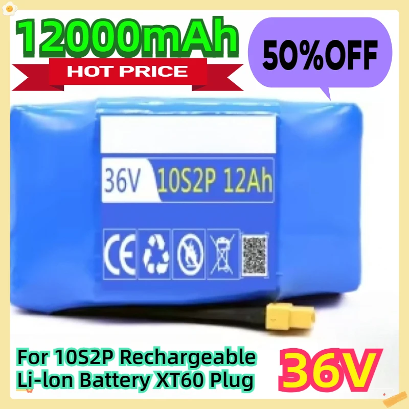 

For 36V 12000mAh 10S2P Rechargeable Li-lon Battery XT60 Plug