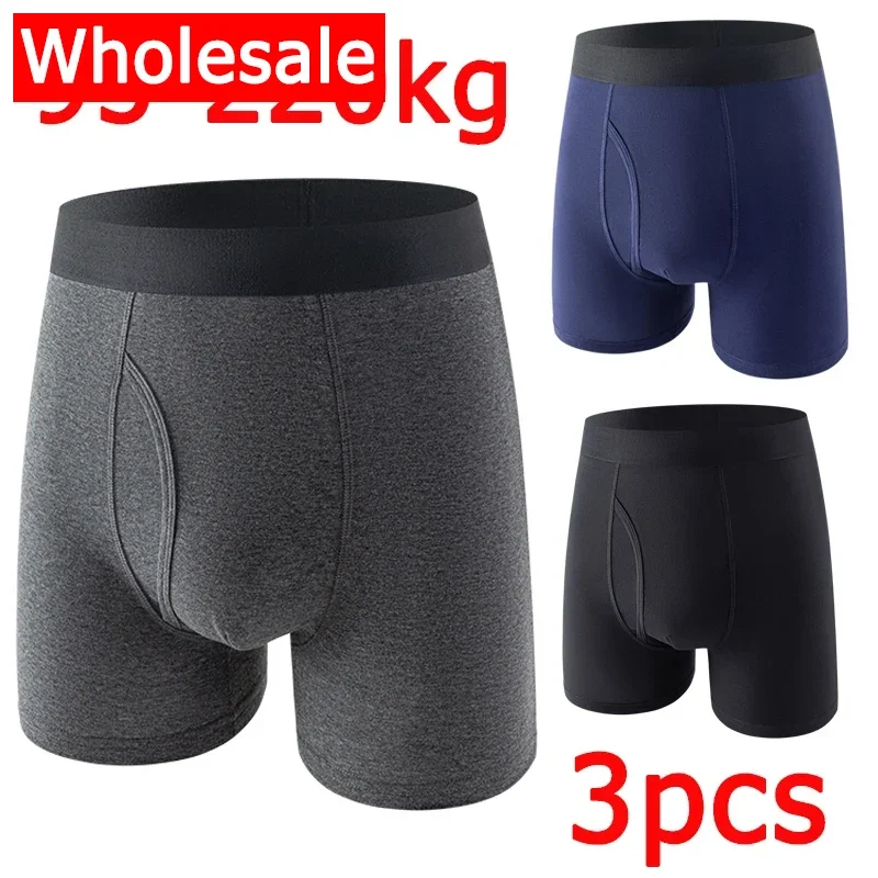 

Wholesale Drop-Ship Business 3pcs Men Cotton Underwear Boxershorts Mid Long Plus Size for 95-220kg Boxers Trunks Large Size 8XL