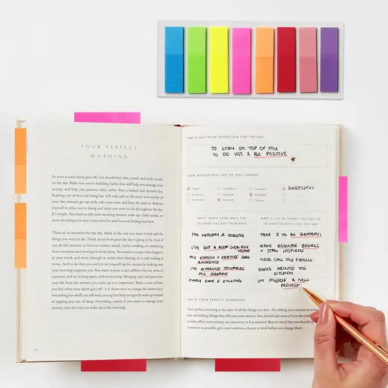 Schede per notebook 8 colori Schede note adesive Schede indice adesive colorate Adesivi per schede indice fluorescenti trasparenti per notebook