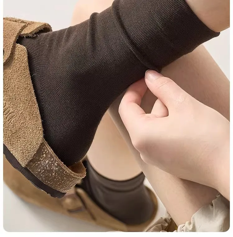 JIAYAN 2025 ถุงเท้าผู้หญิงฤดูใบไม้ผลิถุงเท้าไม่มีกระดูกผ้าฝ้ายขนาดกลาง Confinement ร้านขายชุดชั้นใน