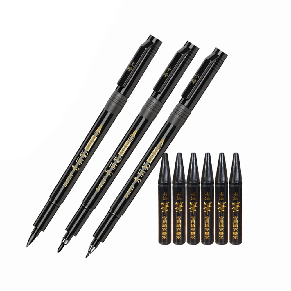 4 قطع فرشاة الخط مجموعة أقلام أربعة أحجام غرامة متوسطة السكتات الدماغية الصينية اليابانية الكتابة حروف رسم اللوحة المائية