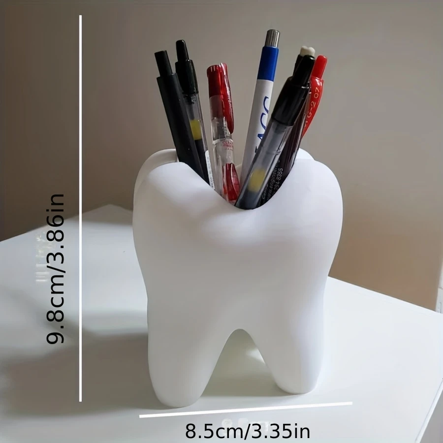 

Tooth-Shaped Toothbrush Holder Organizer Pen Holder Plastic Makeup Brush Storage Rack Bathroom Accessories Tool Home Decoration