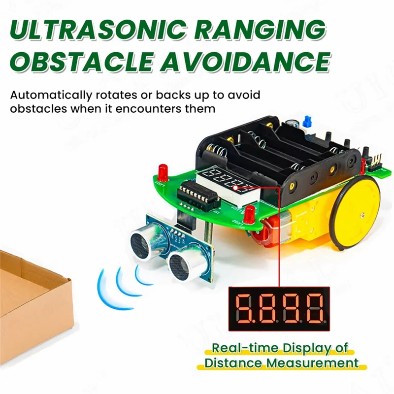 B44C Kit de prevenção de obstáculos de alcance ultrassônico Kit eletrônico DIY para carro Kit de prática de soldagem DIY