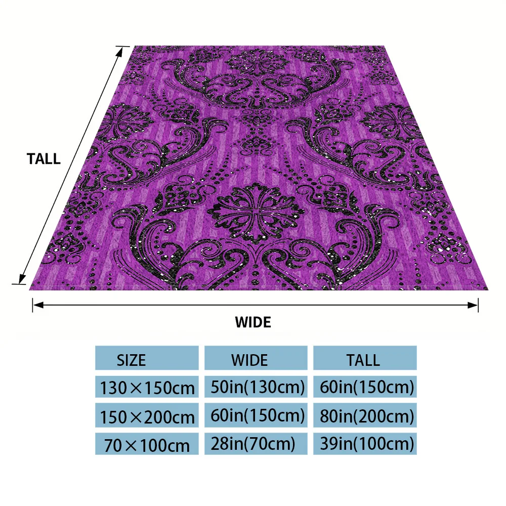 Glitter Damask Flannel Luxury Blanket, Lightweight And Comfortable Woolen Blanket, Ultra-Fine Fiber